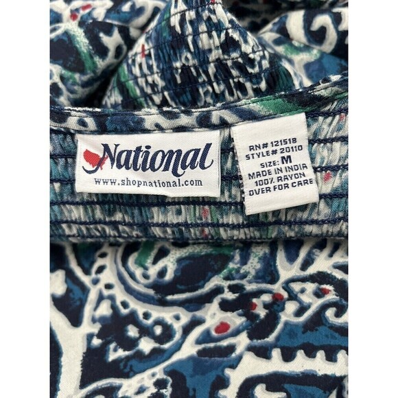 National Paisley Print Patio Lounge Midi A Line Dress MuMu Med Rayon Comfy Cozy - Picture 10 of 11